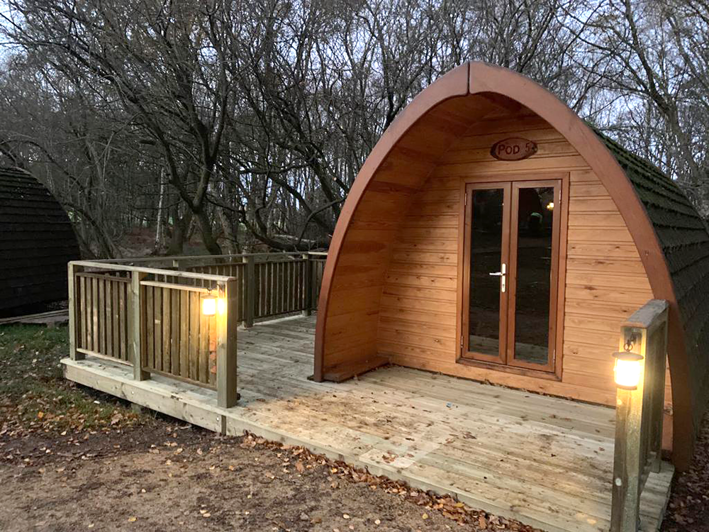 New pcamping pod decking at Woodhouse Farm Holiday Park